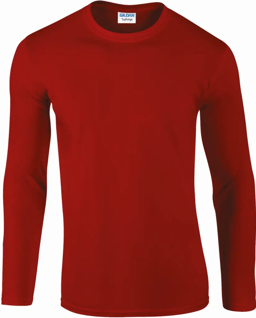 PS_GI64400_RED - Hidalgo Softstyle® Euro Fit Adult T-shirt met lange mouwen — productfoto 10