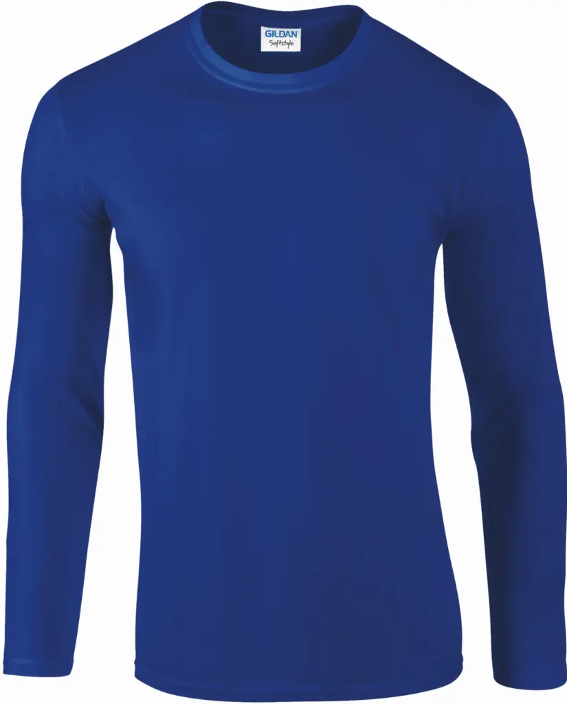 PS_GI64400_ROYALBLUE - Hidalgo Softstyle® Euro Fit Adult T-shirt met lange mouwen, royal blue — productfoto 11