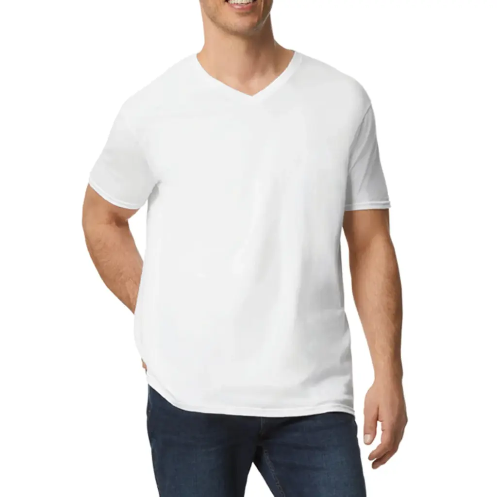 Softstyle Euro Fit Adult V-neck T-shirt, white — productfoto 24