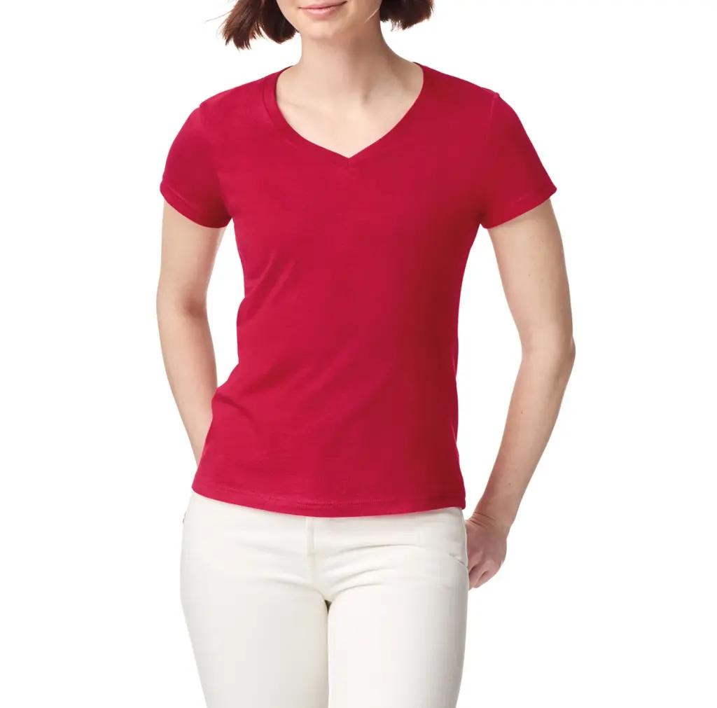 Softstyle® Fitted Ladies' V-neck T-shirt, cherry red — productfoto 16