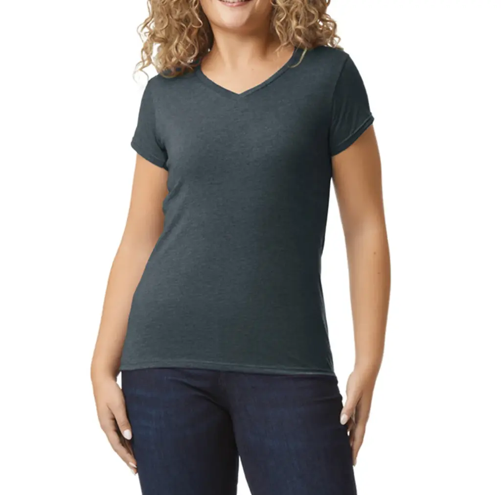 Softstyle® Fitted Ladies' V-neck T-shirt, dark heather — productfoto 17