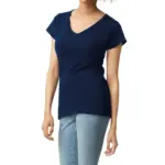 Softstyle® Fitted Ladies' V-neck T-shirt, navy — productfoto 19