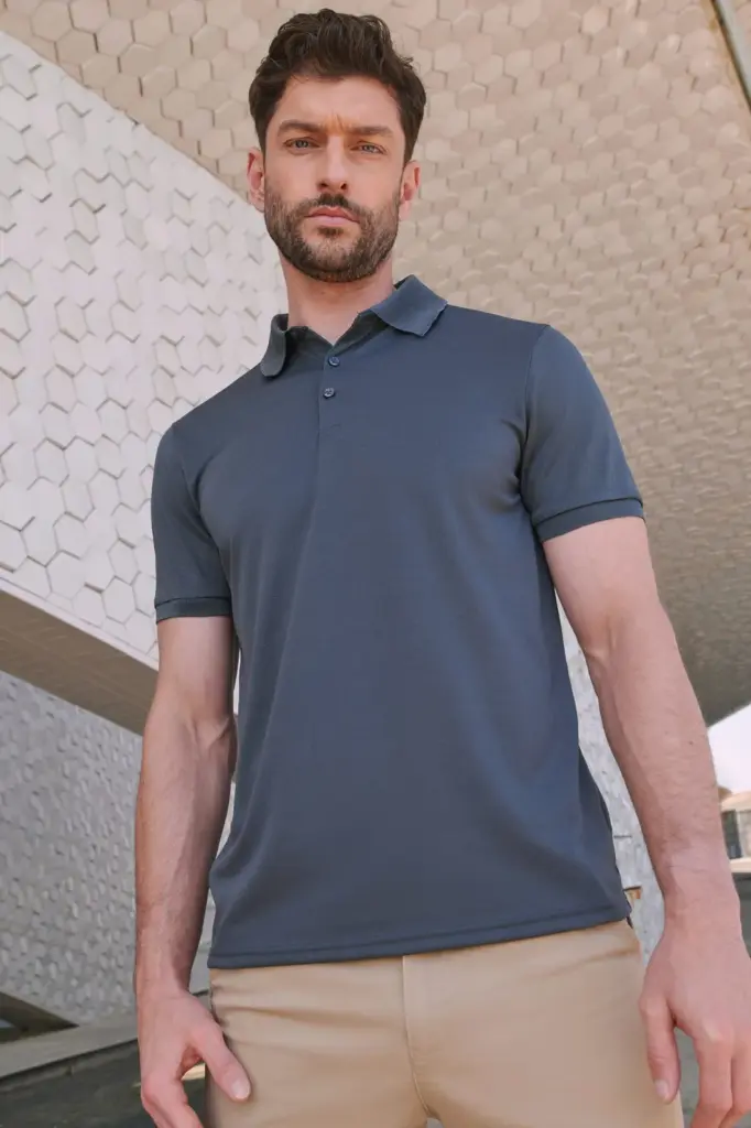 Herenpolo van gerecycled polyester — productfoto 2