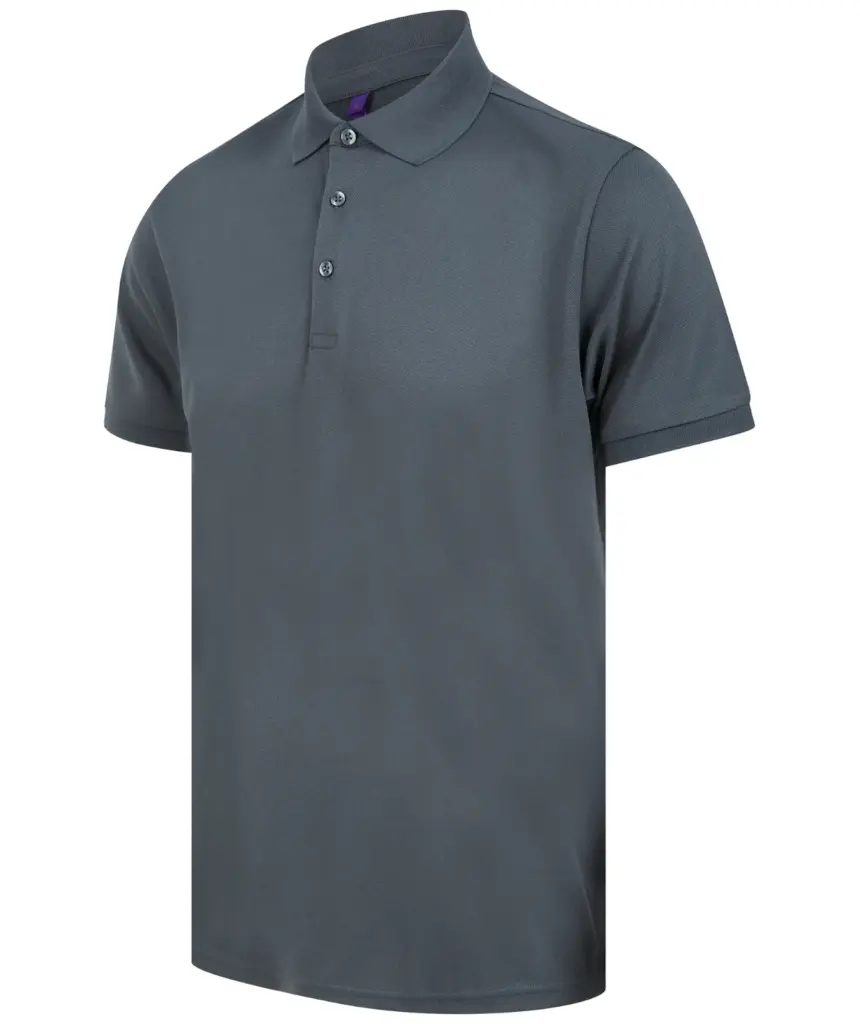 Herenpolo van gerecycled polyester, charcoal — productfoto 13