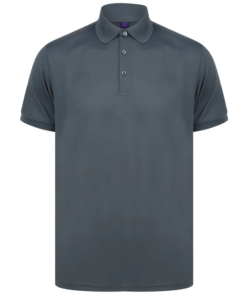 Herenpolo van gerecycled polyester, charcoal — productfoto 14