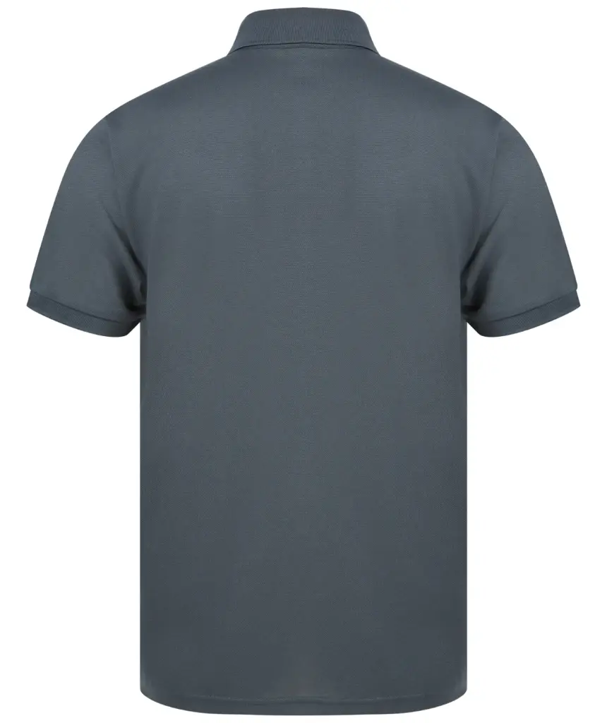 Herenpolo van gerecycled polyester, charcoal — productfoto 15
