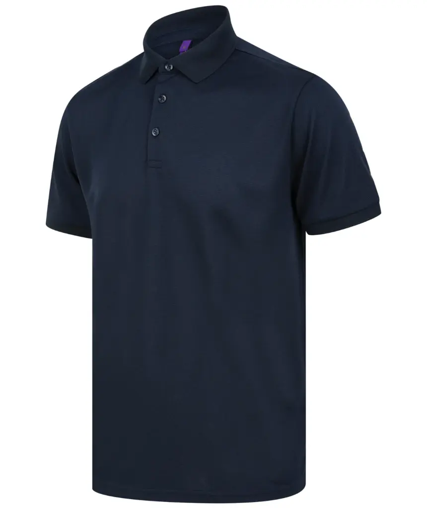 Herenpolo van gerecycled polyester, navy — productfoto 17