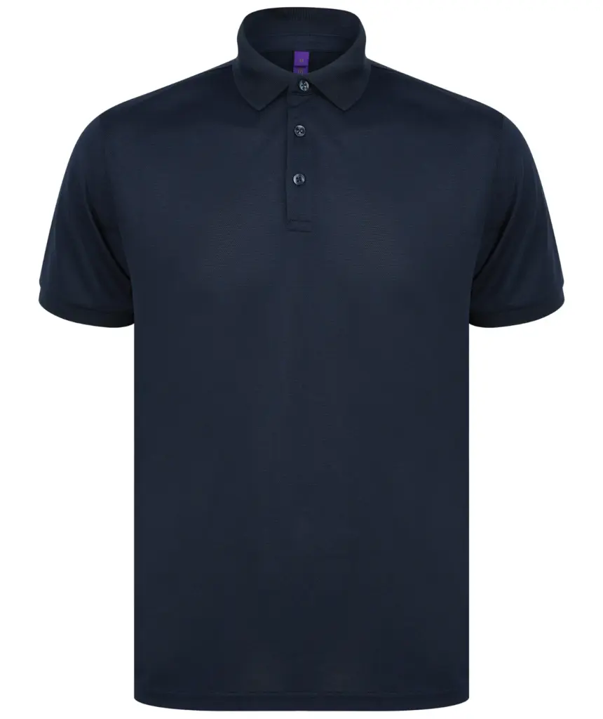 Herenpolo van gerecycled polyester, navy — productfoto 18