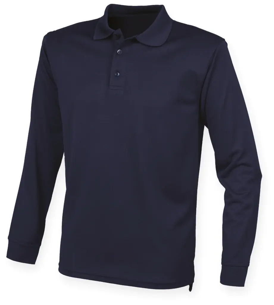 Unisex Coolplus® Long Sleeved Polo Shirt, navy — productfoto 4