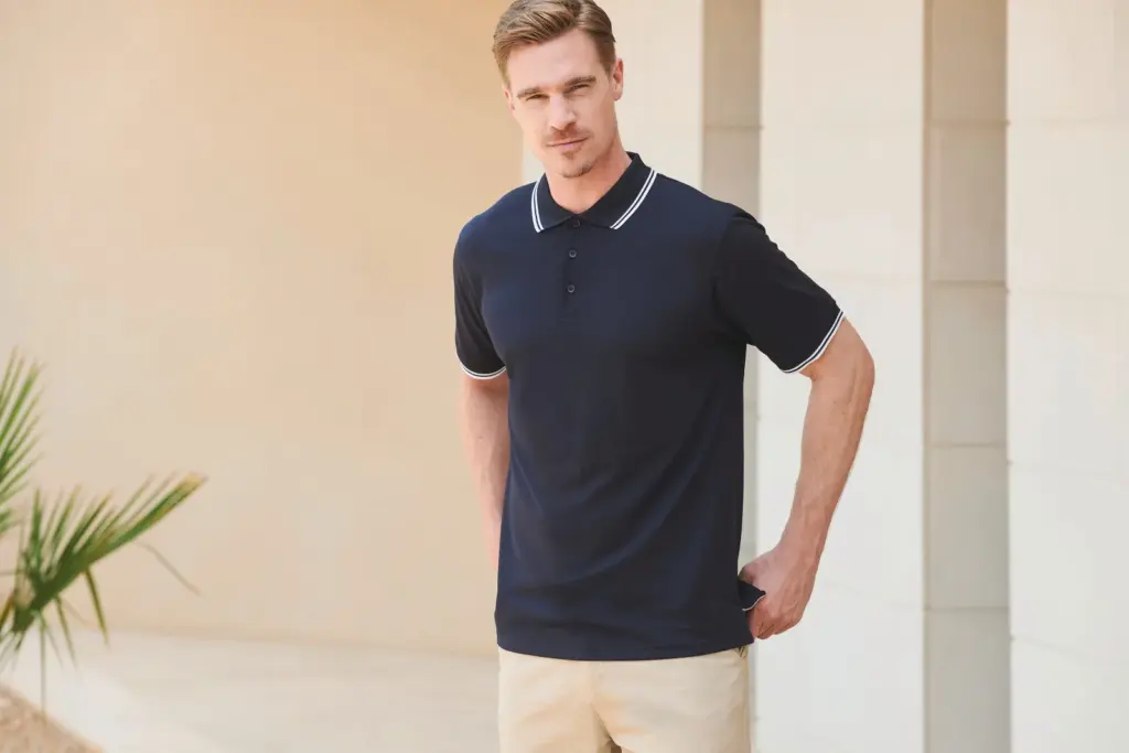 Men's Coolplus® Tipped Polo Shirt — productfoto 2