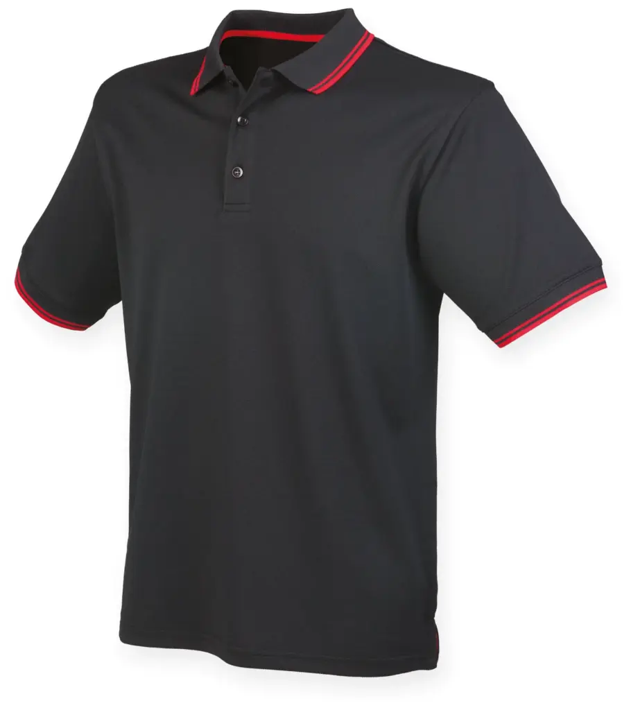 Men's Coolplus® Tipped Polo Shirt, black / red — productfoto 3