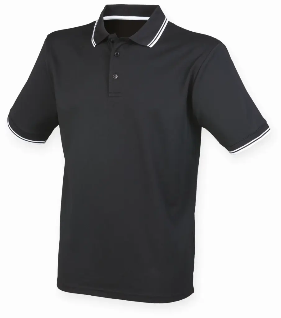 Men's Coolplus® Tipped Polo Shirt, black/white — productfoto 4