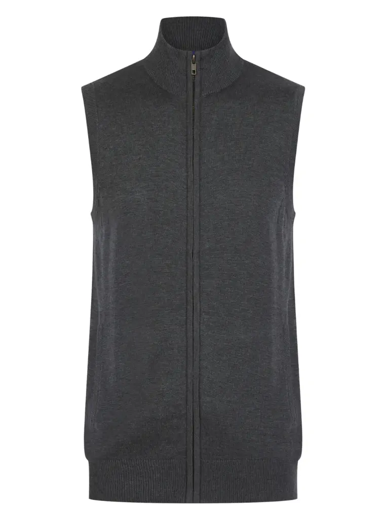 Mouwloze herentrui met rits, grey marl — productfoto 6