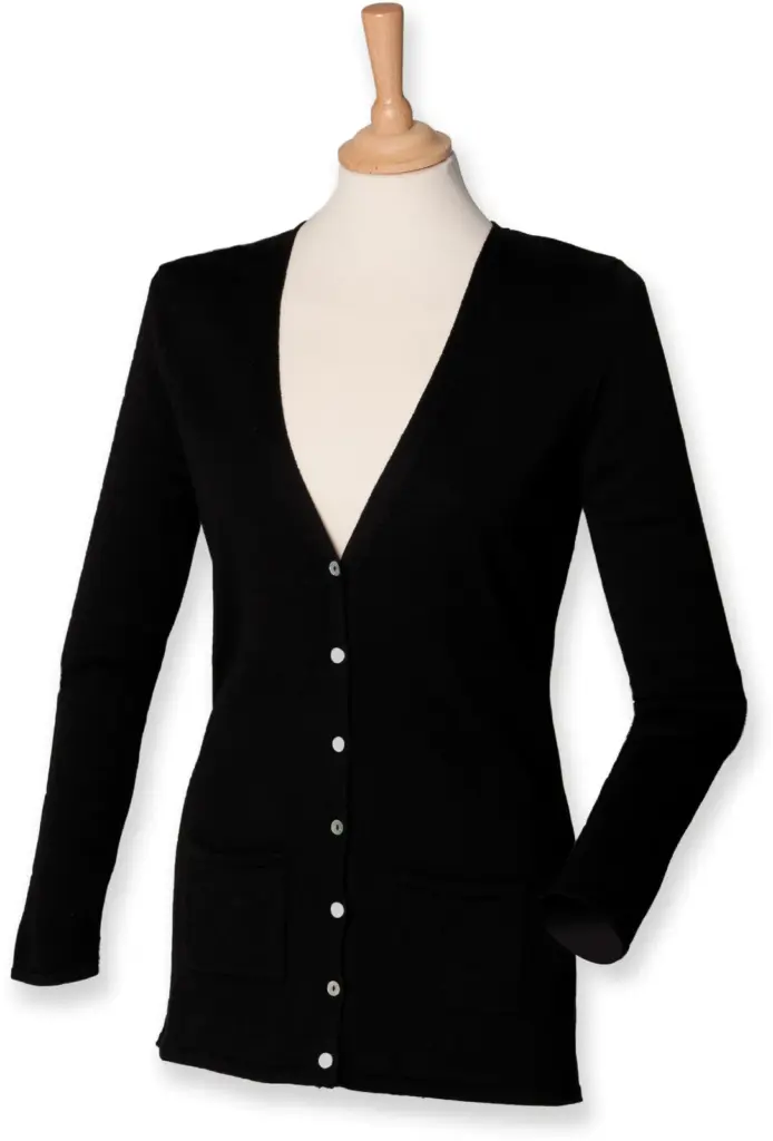 Ladies' Lichtgewicht cardigan met V-hals, black — productfoto 3