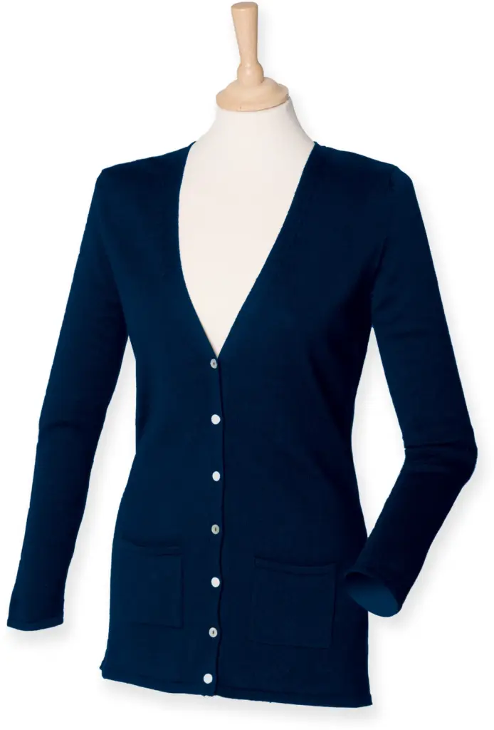 Ladies' Lichtgewicht cardigan met V-hals, navy — productfoto 4