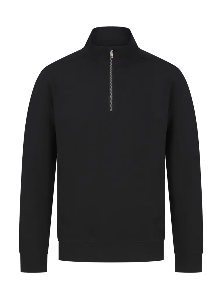 PS_H842_BLACK - Hidalgo-werbeartikel Uniseks sweater met ritskraag, black — productfoto 7