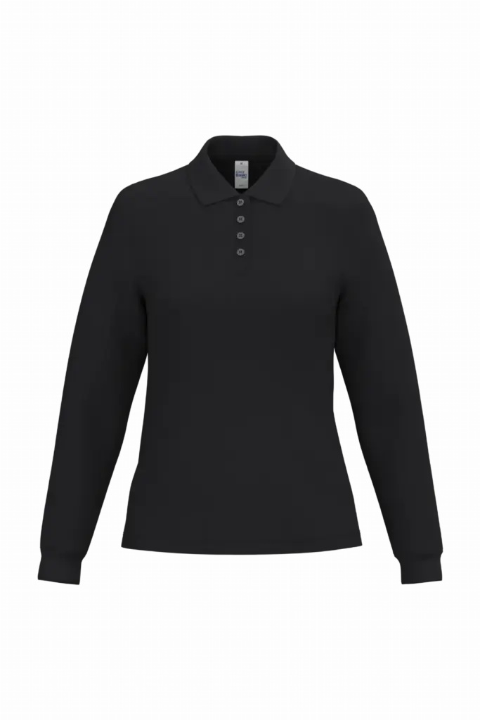 Dames piquépolo LSL, ideal black — productfoto 6