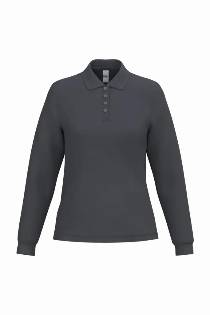 Dames piquépolo LSL, ideal dark grey — productfoto 9