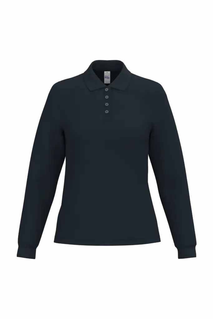 Dames piquépolo LSL, ideal navy — productfoto 12