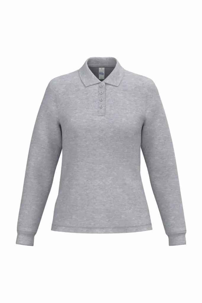 Dames piquépolo LSL, ideal oxford grey — productfoto 15