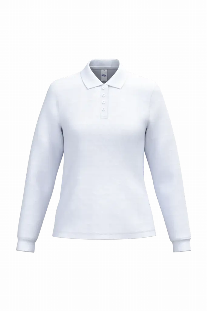 Dames piquépolo LSL, ideal white — productfoto 18