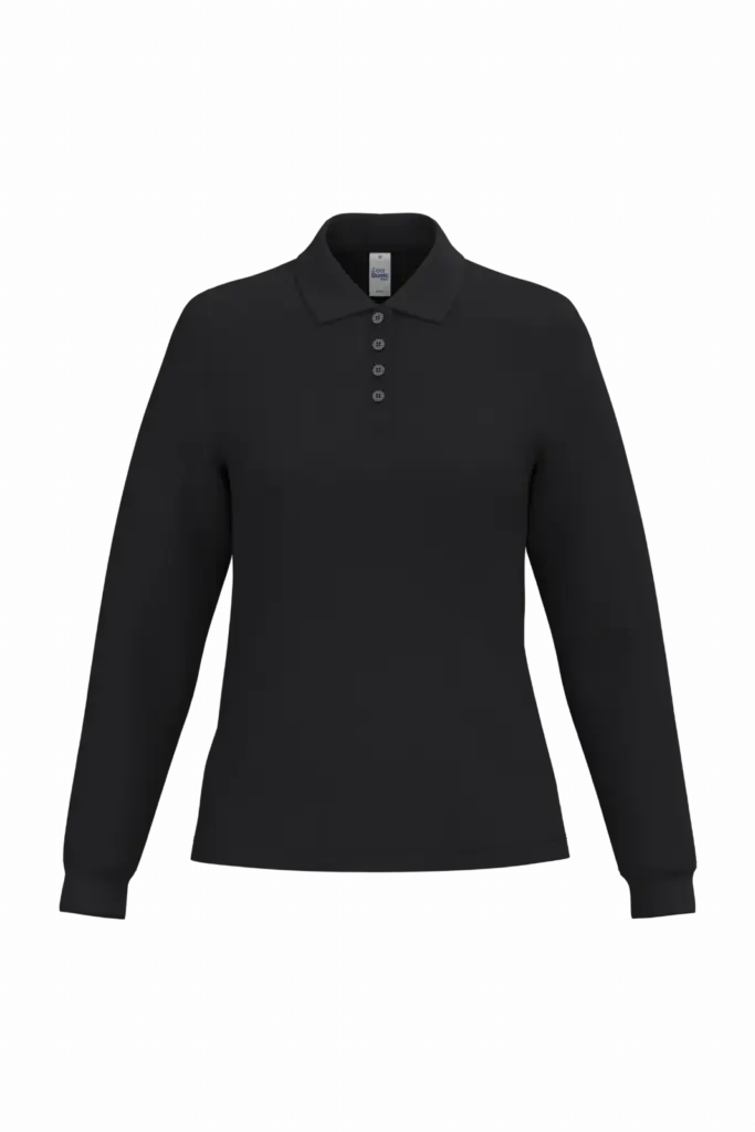 Dames piquépolo LSL, ideal black — productfoto 6