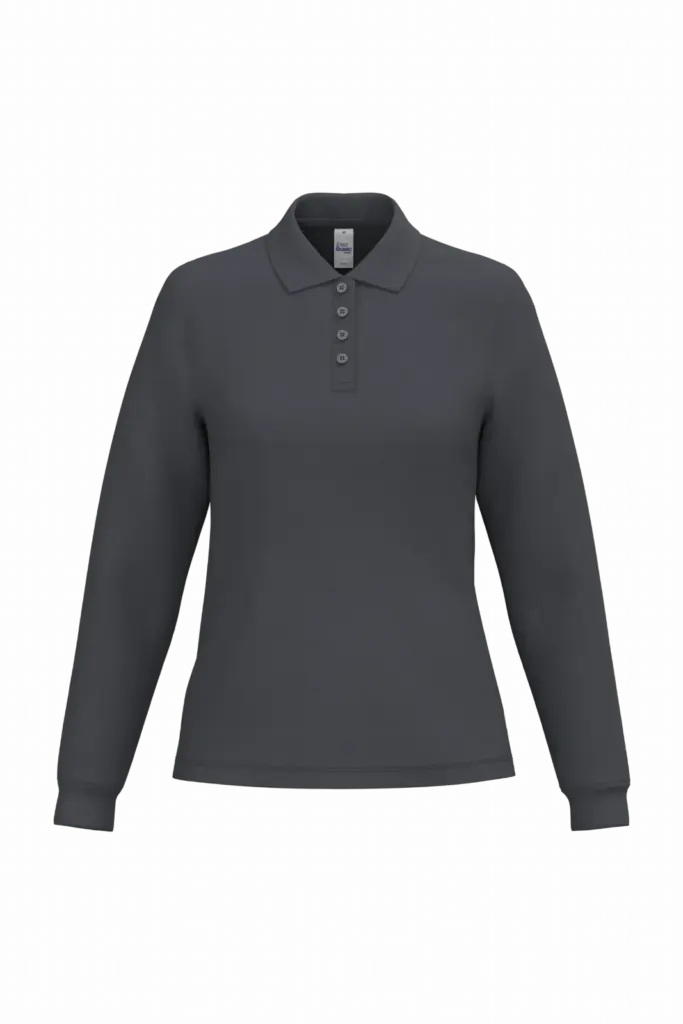 Dames piquépolo LSL, ideal dark grey — productfoto 9