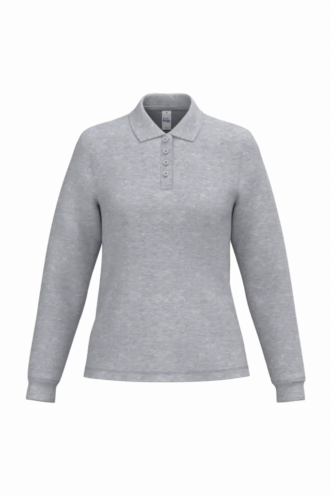 Dames piquépolo LSL, ideal oxford grey — productfoto 15