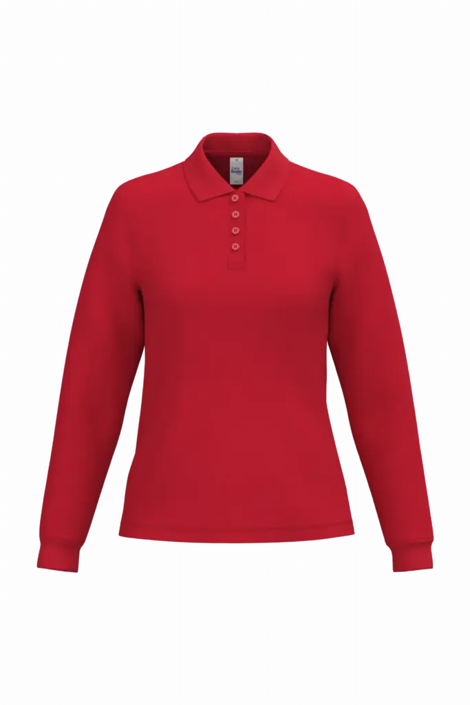 Dames piquépolo LSL, ideal red — productfoto 18