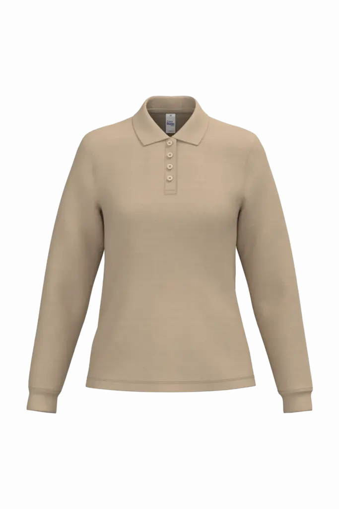 Dames piquépolo LSL, ideal sand — productfoto 24