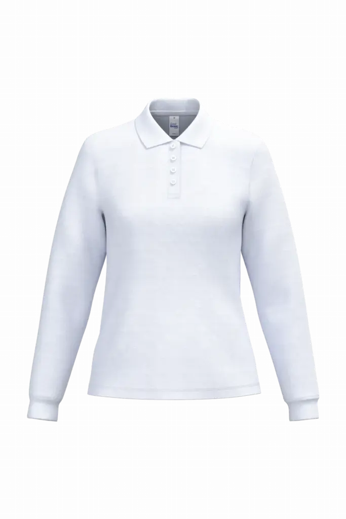 Dames piquépolo LSL, ideal white — productfoto 27
