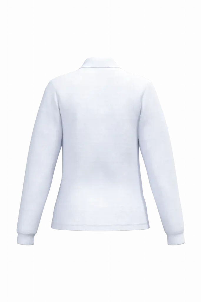 Dames piquépolo LSL, ideal white — productfoto 28