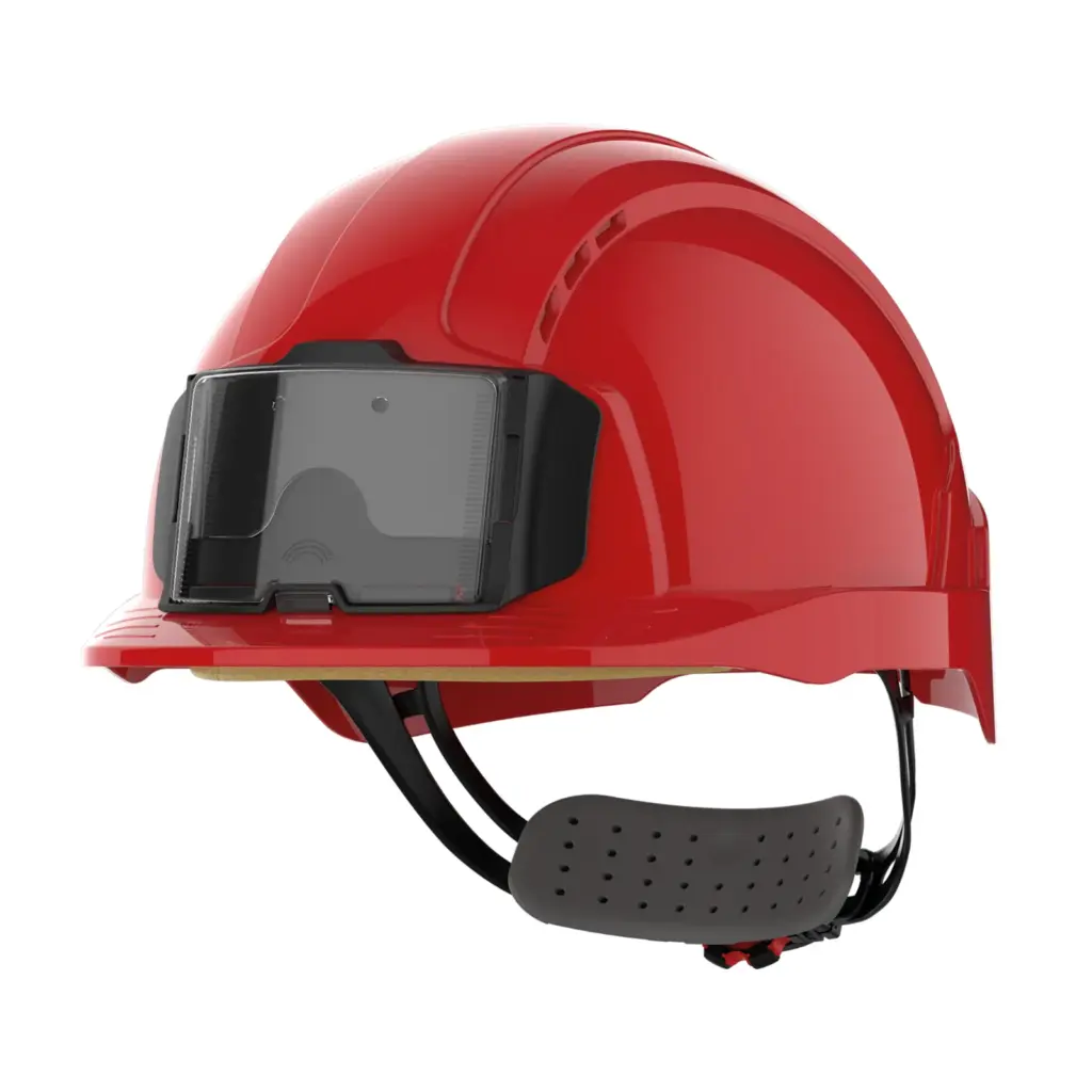PS_JSAJB173-FS_RED - Hidalgo-werbeartikel EVOLite® veiligheidshelm met badgehouder, geventileerd, met ratelsluiting. — productfoto 6