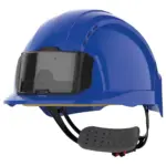 EVOLite® veiligheidshelm met badgehouder, geventileerd, met ratelsluiting., blue — productfoto 2