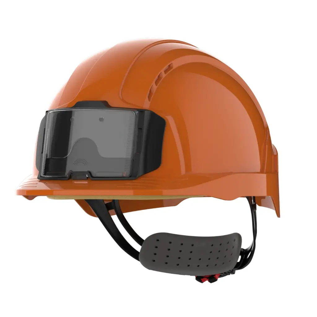 PS_JSAJB173-FS_ORANGE - Hidalgo-werbeartikel EVOLite® veiligheidshelm met badgehouder, geventileerd, met ratelsluiting., orange — productfoto 5