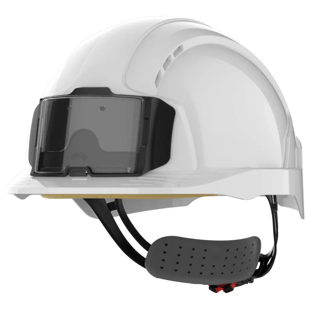 PS_JSAJB173-FS-2_WHITE - Hidalgo-werbeartikel EVOLite® veiligheidshelm met badgehouder, geventileerd, met ratelsluiting., white — productfoto 7