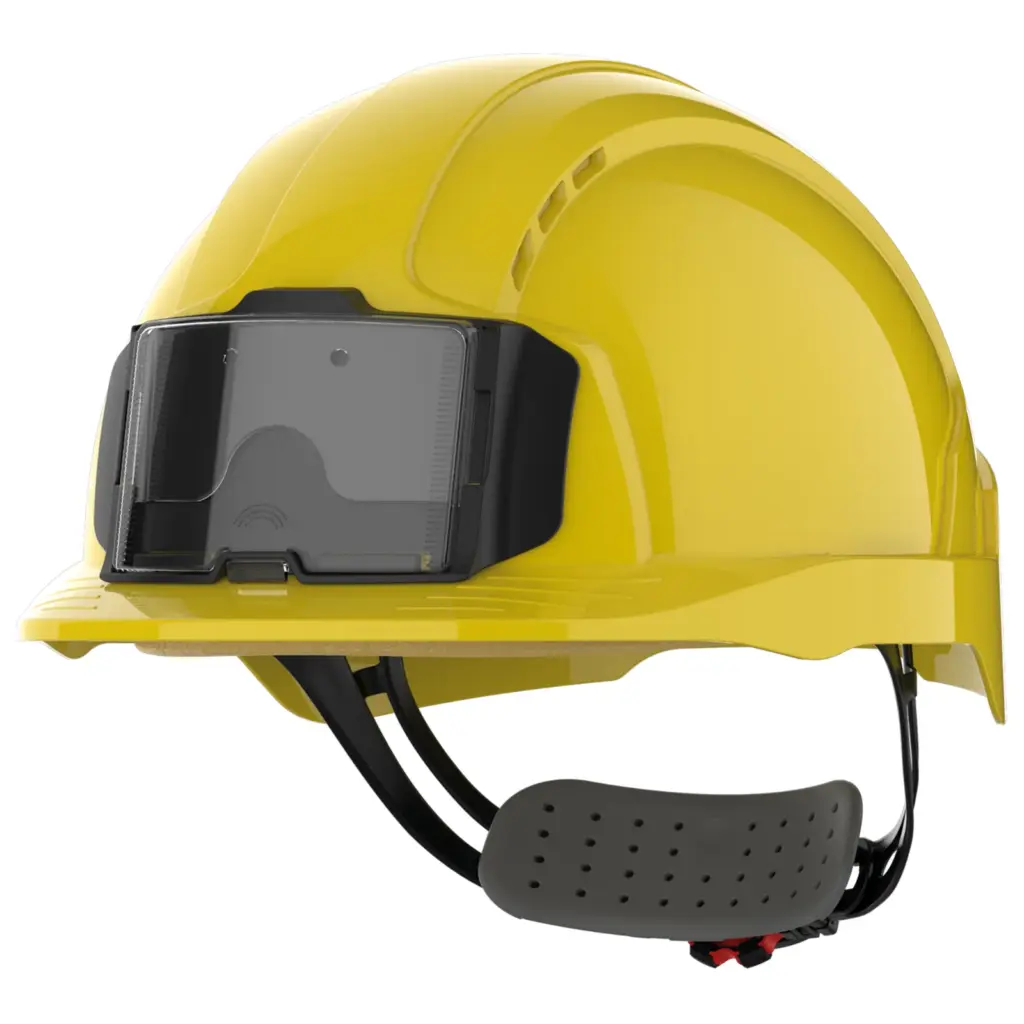 PS_JSAJB173-FS_YELLOW - Hidalgo-werbeartikel EVOLite® veiligheidshelm met badgehouder, geventileerd, met ratelsluiting., yellow — productfoto 8