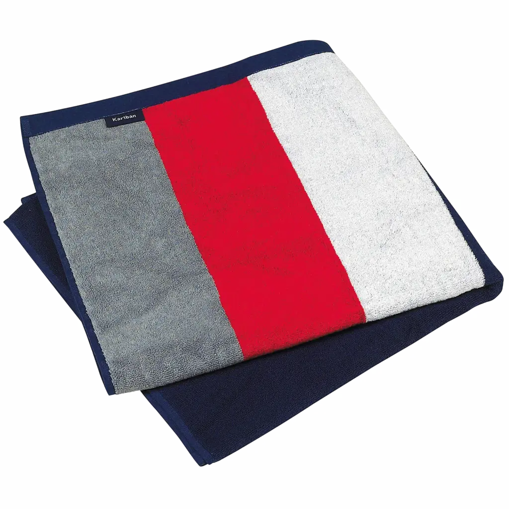 Gestreept Fluwelen Strandlaken, grey/red/white/navy — productfoto 2
