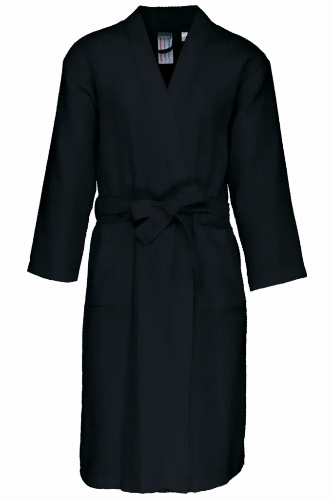 PS_K122_BLACK - Hidalgo-werbeartikel Kimono Badjas Honinggraatstructuur, black — productfoto 14