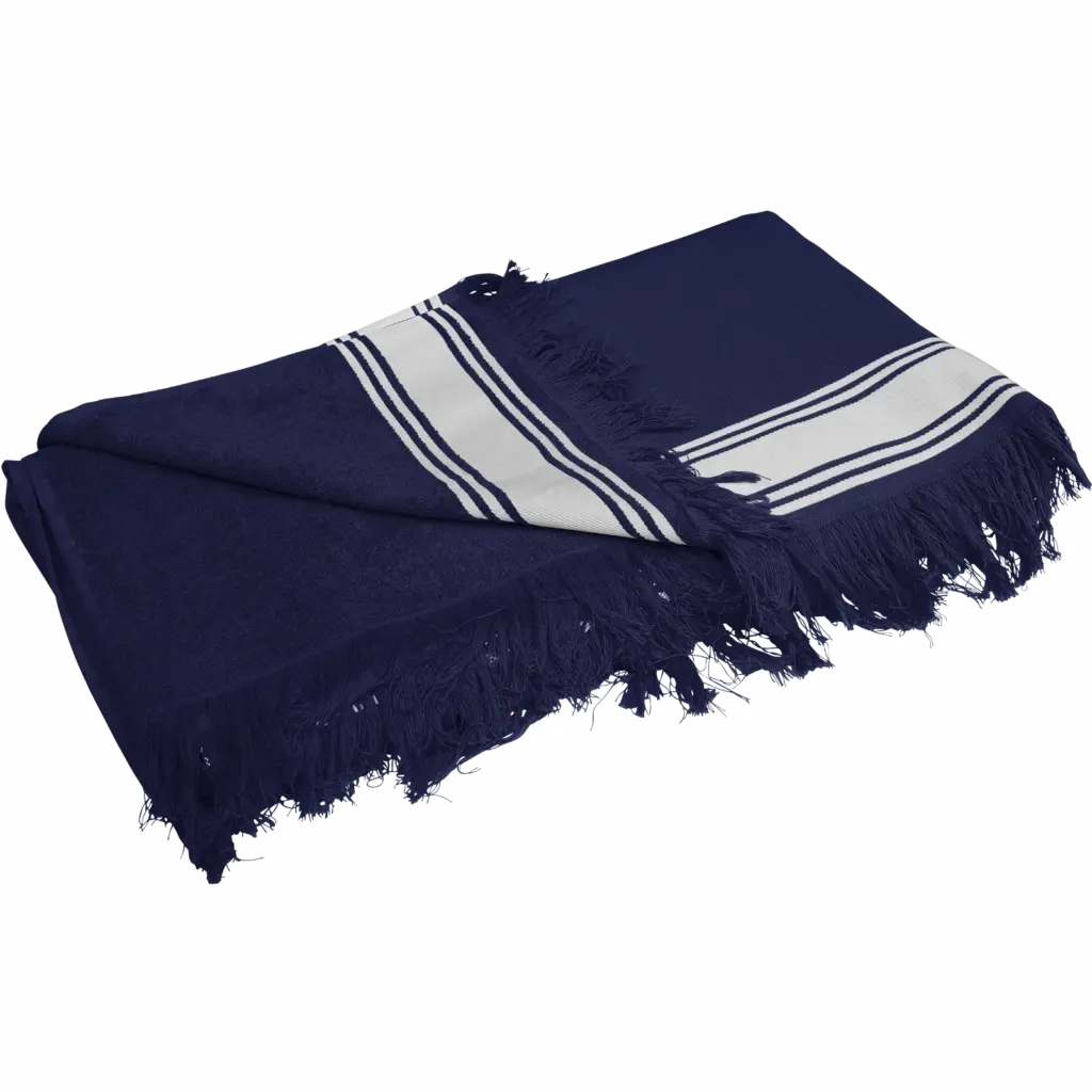 PS_K128_NAVY-WHITE - Handdoekeninclusieflogo Fouta Handdoek, navy / white — productfoto 7