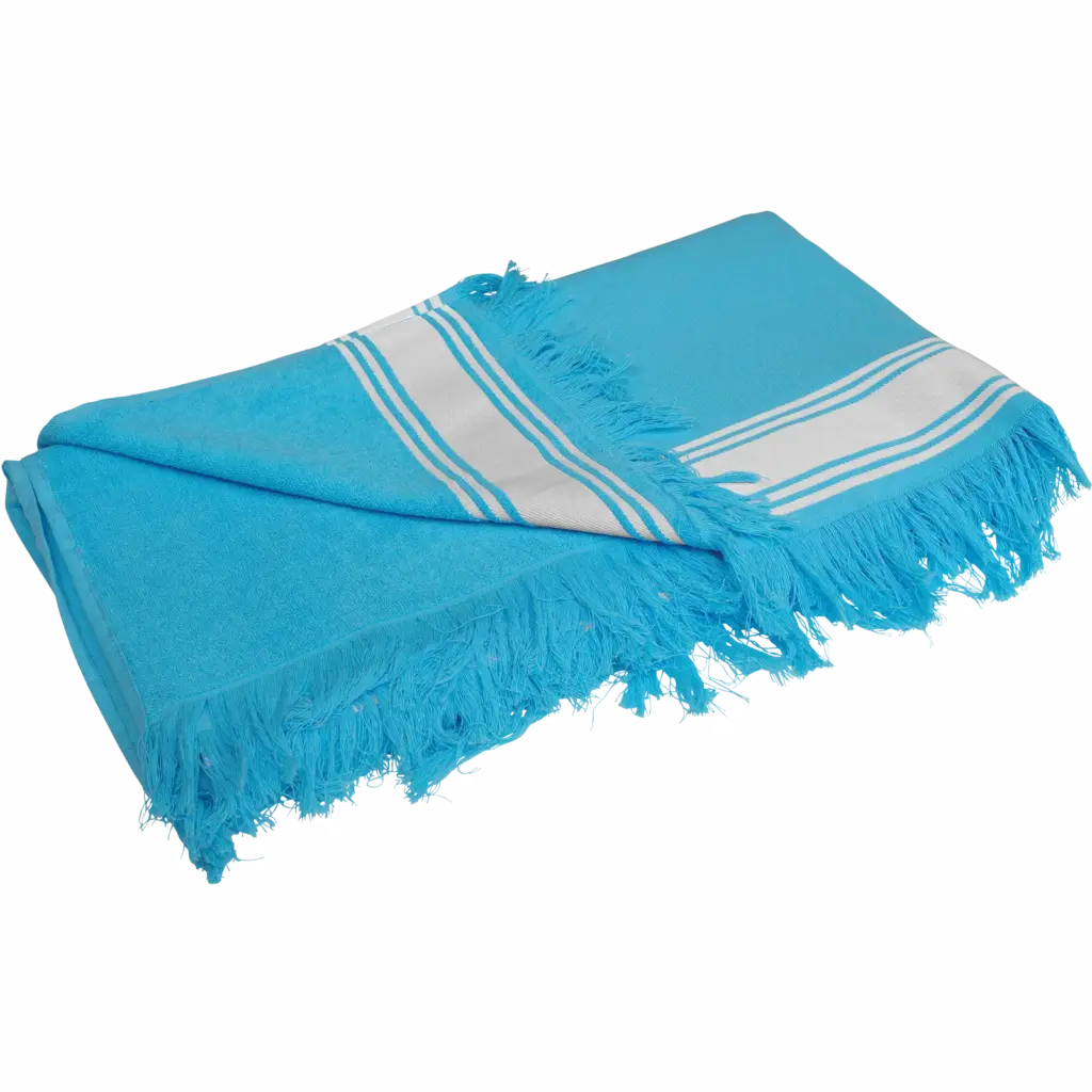 PS_K128_TURQUOISE-WHITE - Handdoekeninclusieflogo Fouta Handdoek, turquoise / white — productfoto 8