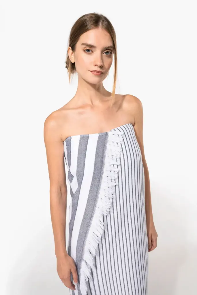 Gestreepte fouta met franjes
