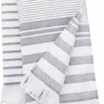 PS_K132_WHITE-SMOKESTRIPE - Handdoekeninclusieflogo Gestreepte fouta met franjes, white / smoke stripe — productfoto 6