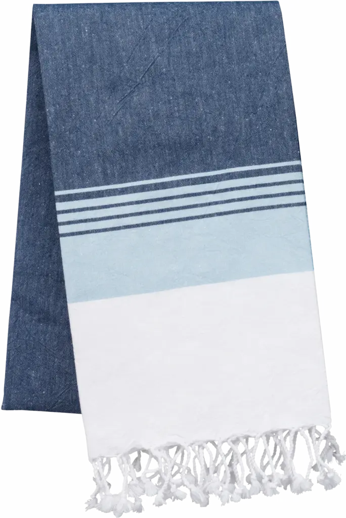 Gestreepte fouta, denim / sky blue stripe