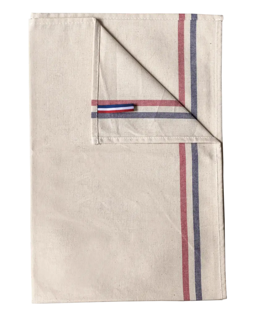 Theedoek met 2 strepen 'Origine France Garantie', natural