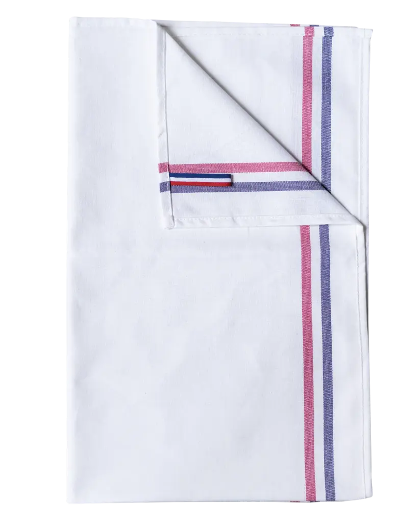 PS_K138_WHITE - Hidalgo Theedoek met 2 strepen 'Origine France Garantie', white — productfoto 2