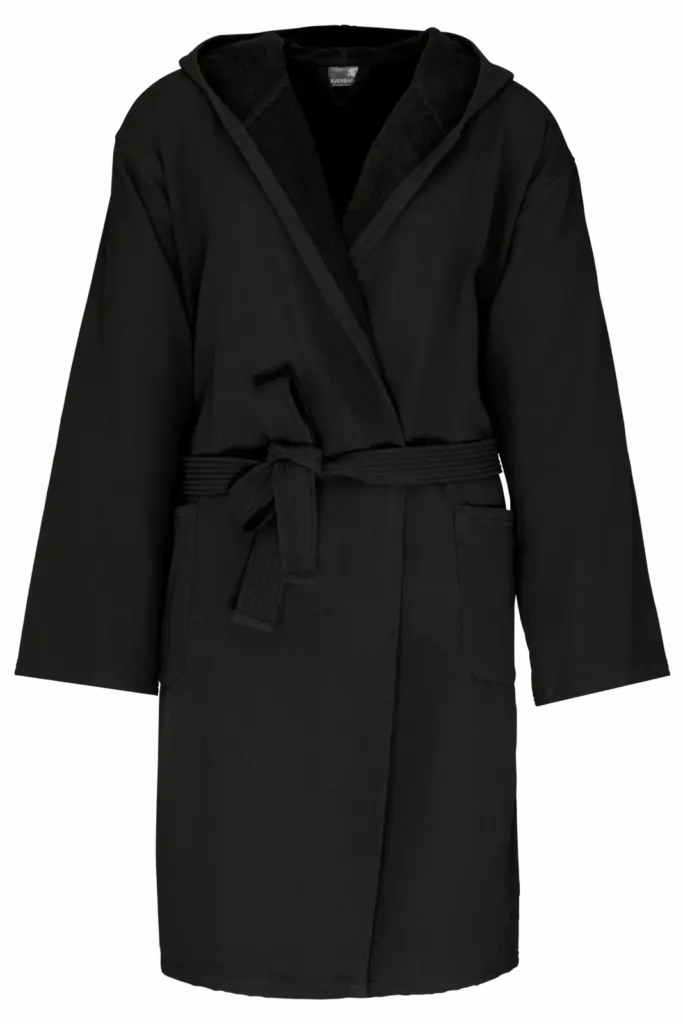 Biologische badjas met capuchon, black — productfoto 28