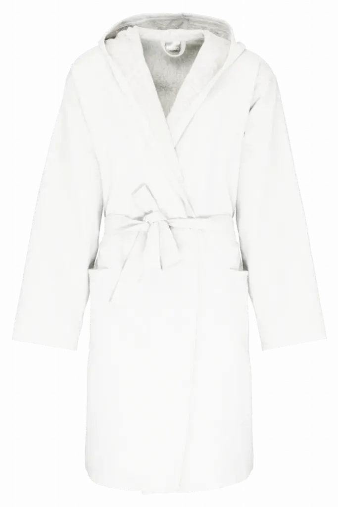 Biologische badjas met capuchon, white — productfoto 34