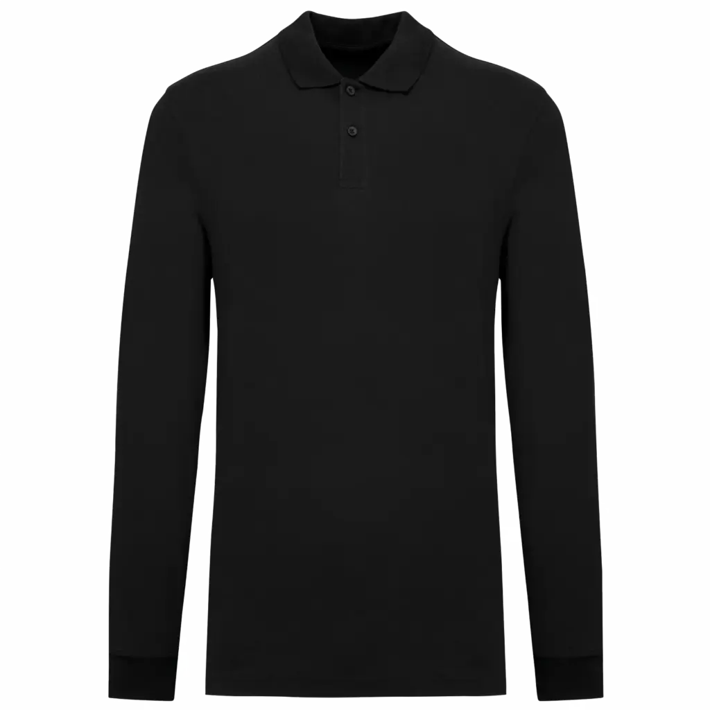 Bio180 piqué herenpolo lange mouwen, black — productfoto 13