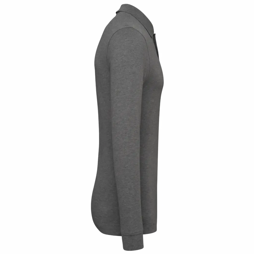 Bio180 piqué herenpolo lange mouwen, grey heather — productfoto 15
